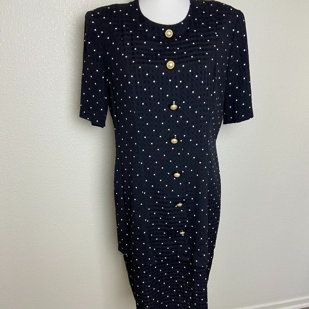 Vintage Ultra Dress Dress - Suit Polka Dot  Black White Sz 10